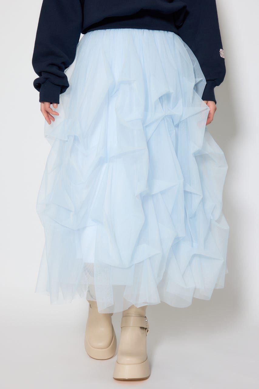 rienda「ランダムタックチュールスカート」|スカート|