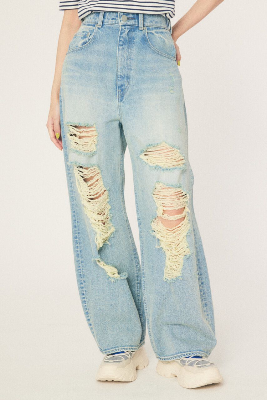 RODEO CROWNS「Hard Crash loose ワイドデニム」|デニム|L/BLU1