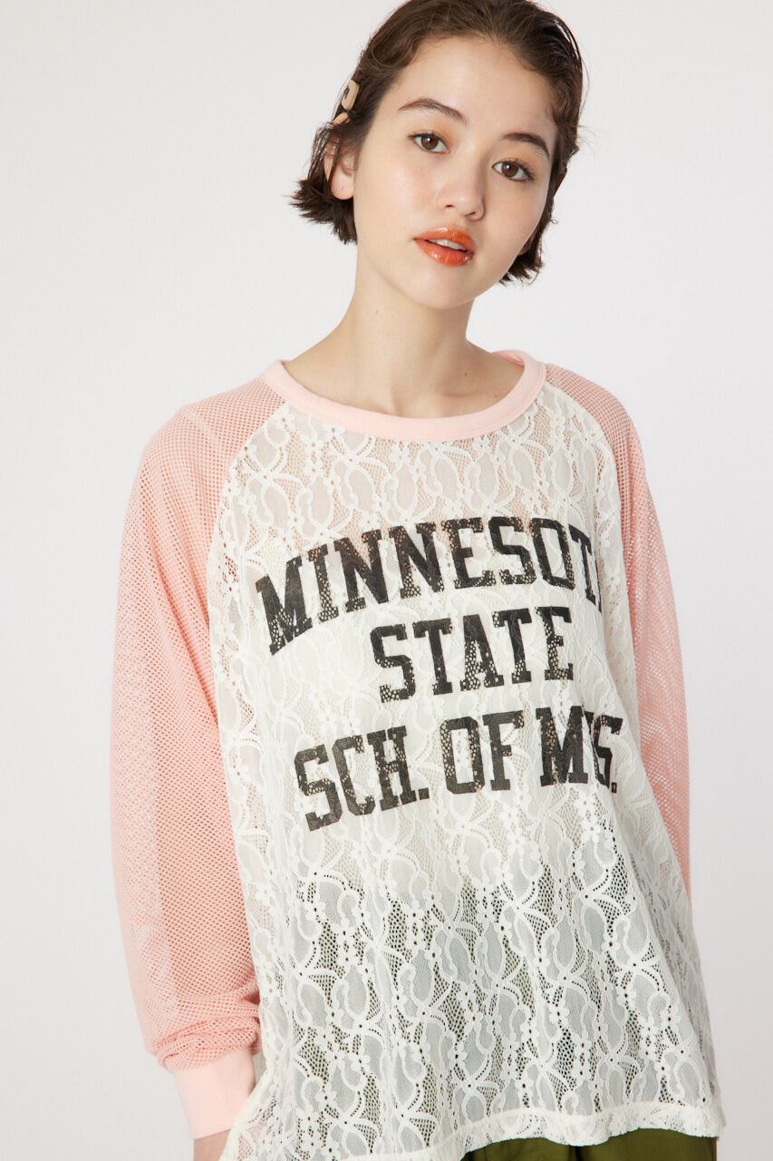 RODEO CROWNS「レースドッキングラグランシアートップス」|Tシャツ・カットソー|L/PNK1