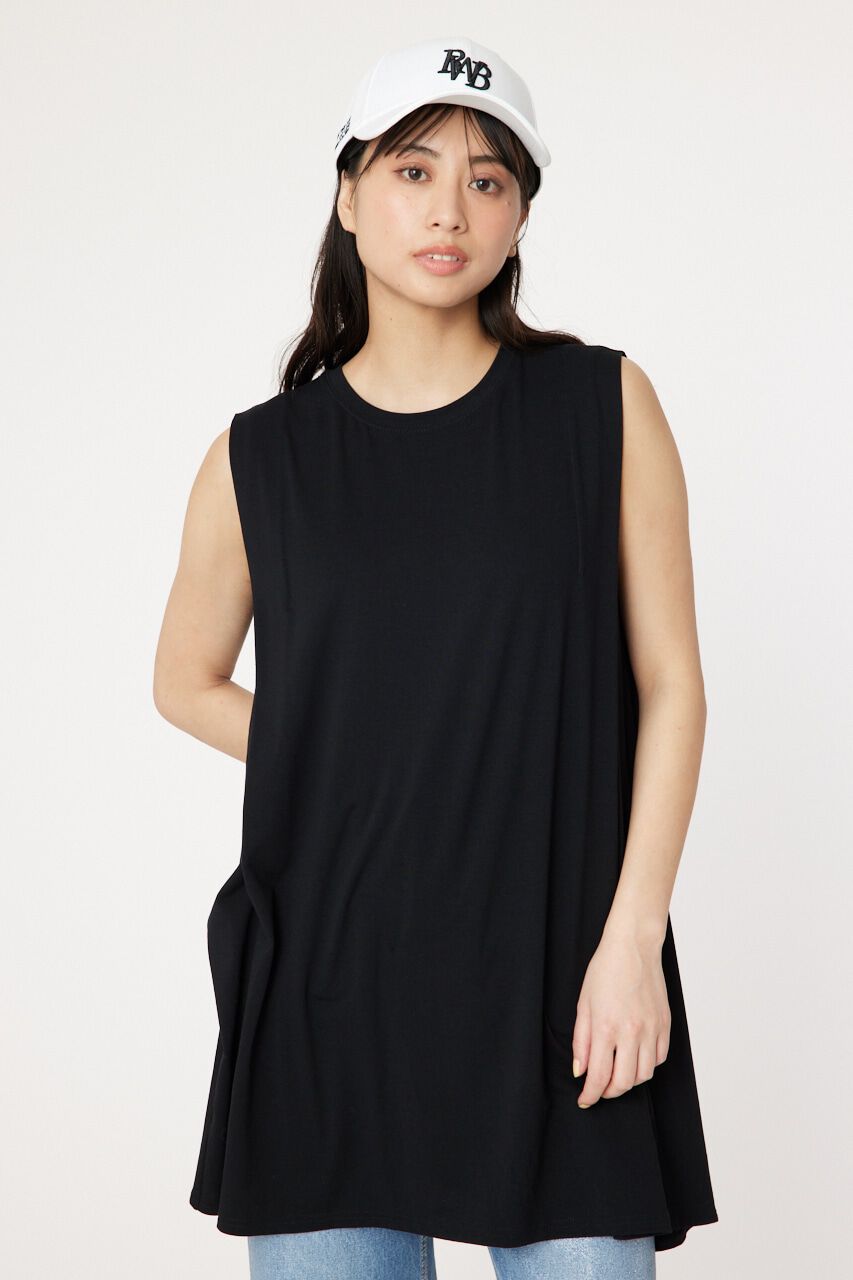 RODEO CROWNS「T/F ノースリーブチュニック」|タンクトップ|BLK