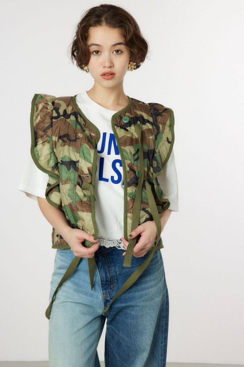 RODEO CROWNS「キルティングフリルベスト」|ダウンベスト・ベスト|迷彩