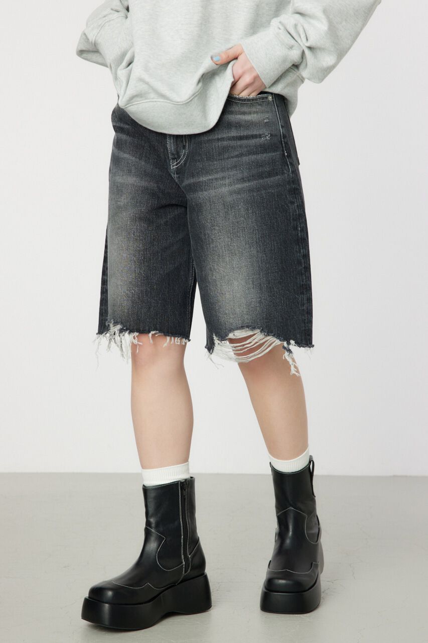 RODEO CROWNS「ダメージDENIM バミューダパンツ」|デニム|BLK