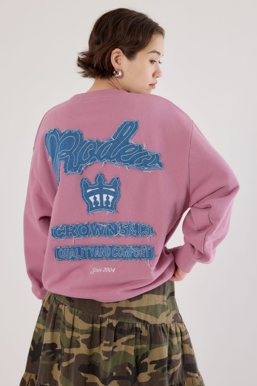 RODEO CROWNS「ロゴデニムパッチスウェットトップス」|パーカー|