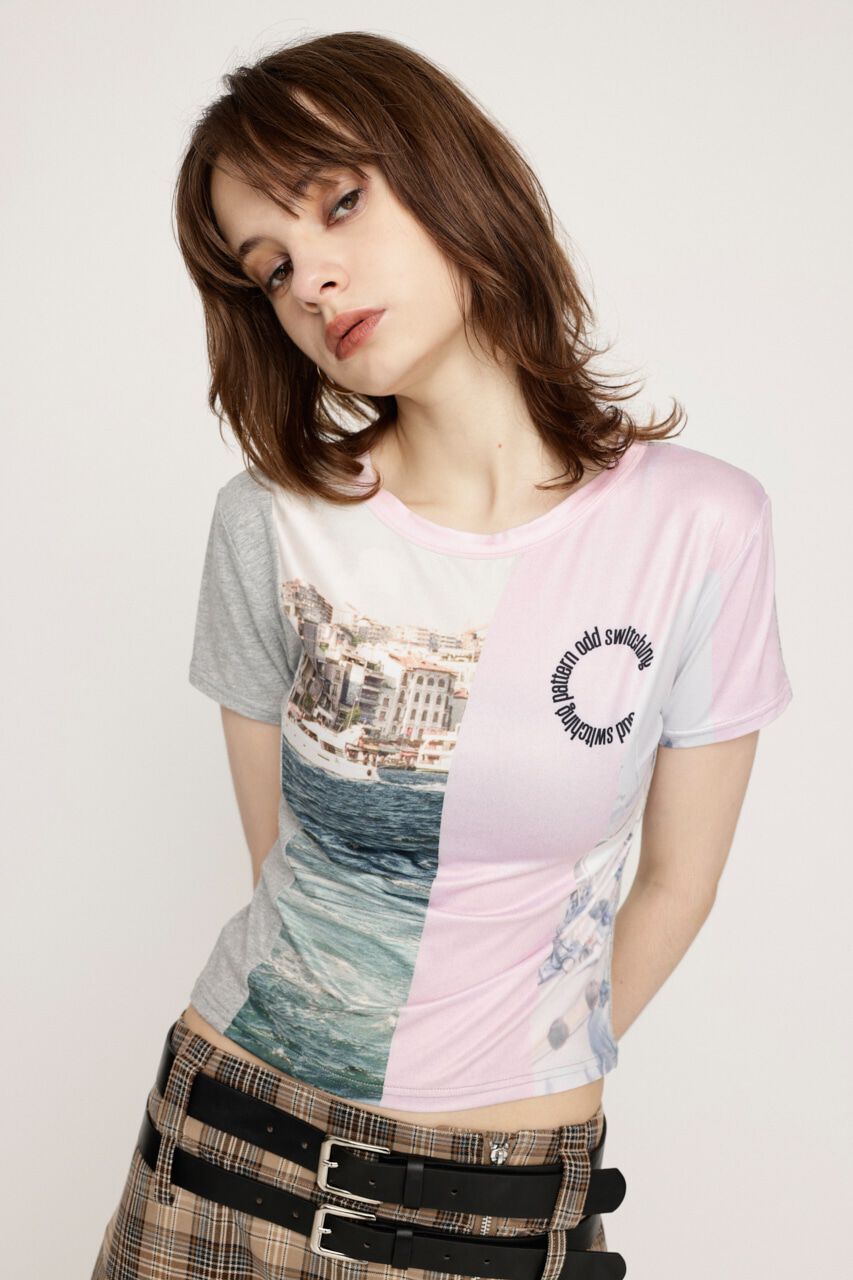 SLY「PRINT SWICHING COMPACT Tシャツ」|Tシャツ・カットソー|M/PNK7