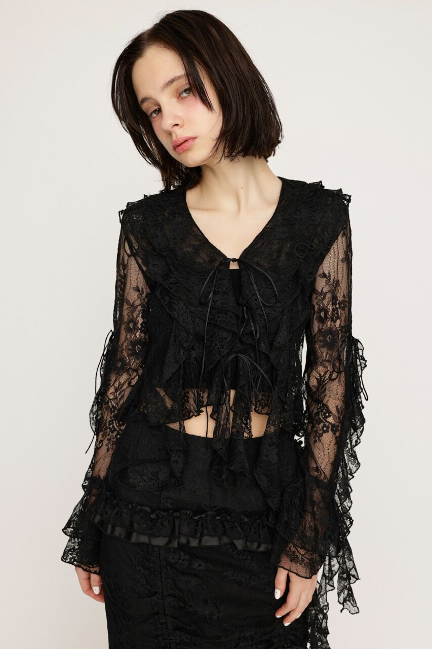 SLY「FRONT RIBBON LACE ブラウス」|シャツ・ブラウス|BLK