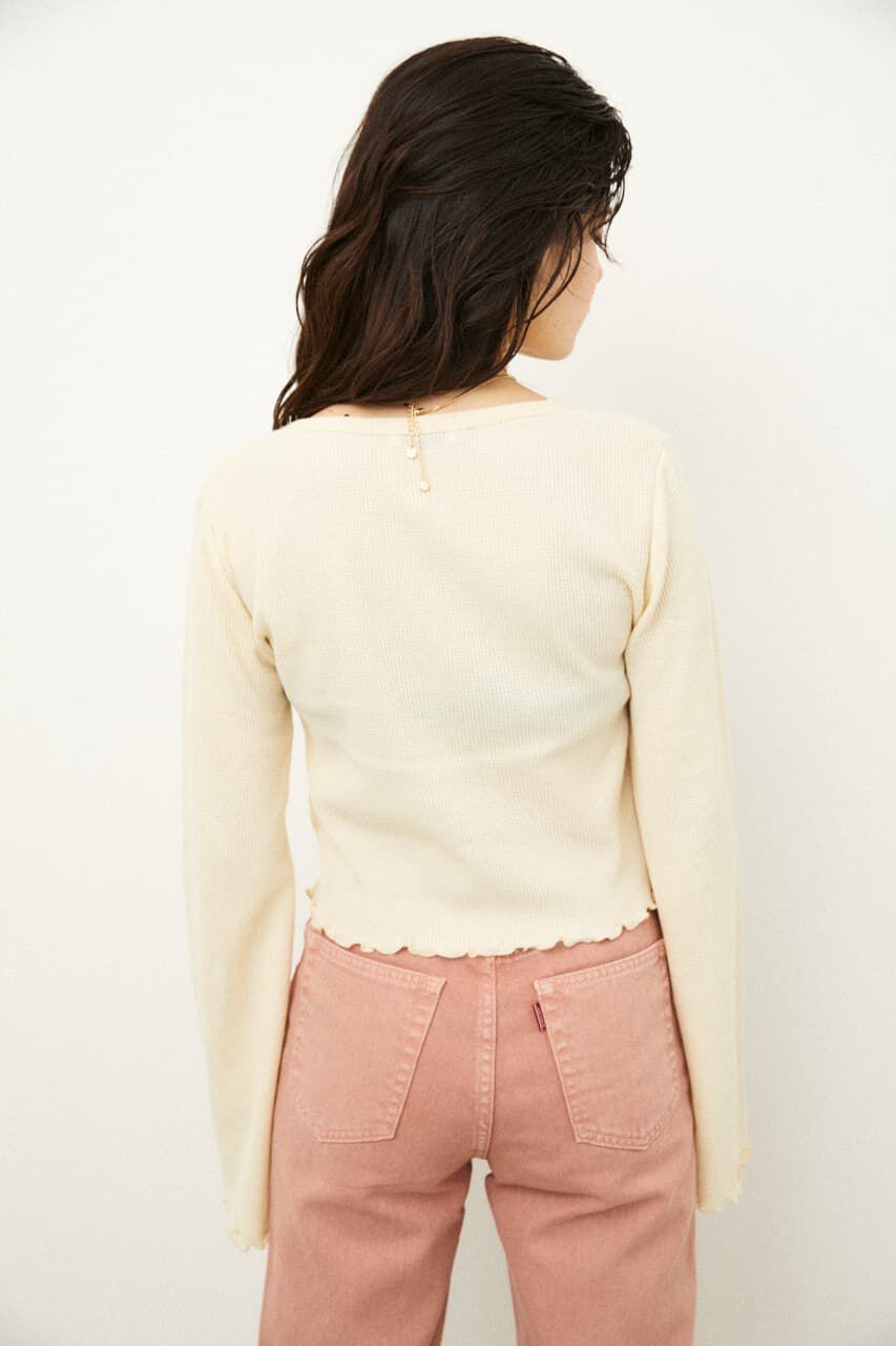 LAGUA GEM「THIN WAFFLE CROPPED TOPS」|Tシャツ・カットソー|