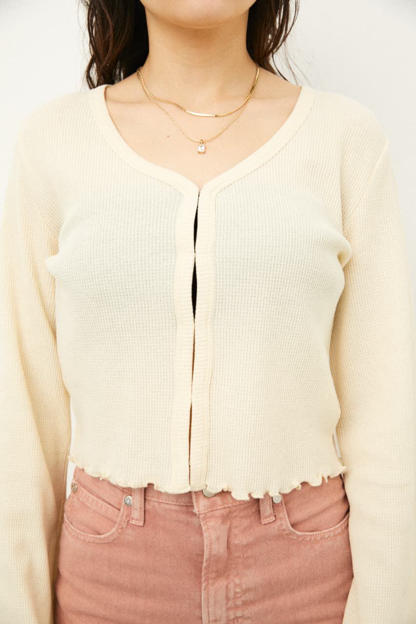 LAGUA GEM「THIN WAFFLE CROPPED TOPS」|Tシャツ・カットソー|