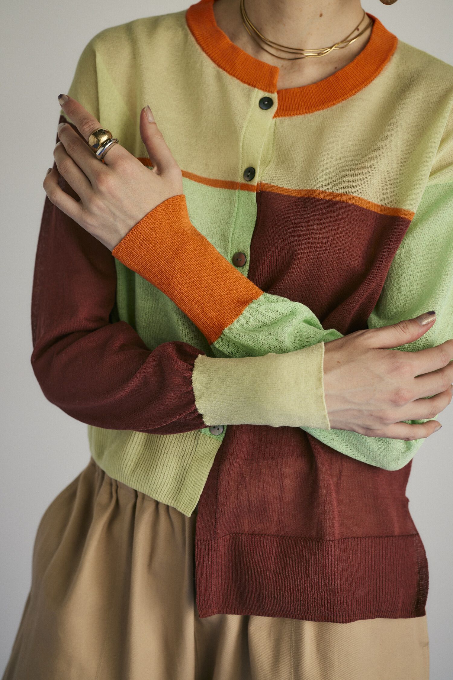 HeRIN.CYE「Asymmetry line cardigan」|カーディガン|