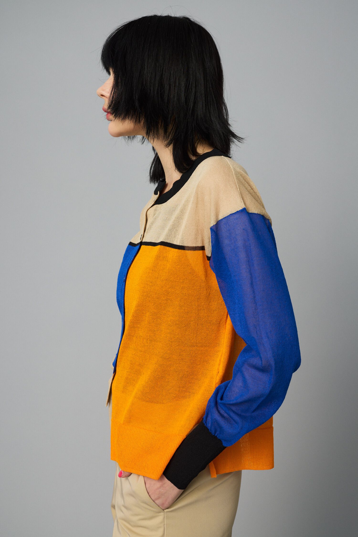 HeRIN.CYE「Asymmetry line cardigan」|カーディガン|