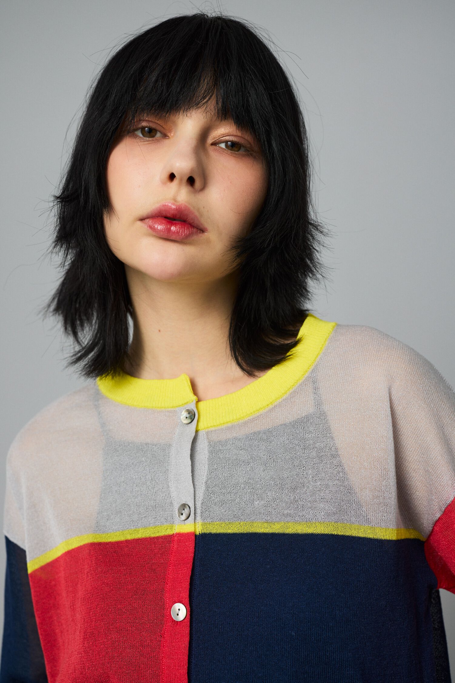 HeRIN.CYE「Asymmetry line cardigan」|カーディガン|