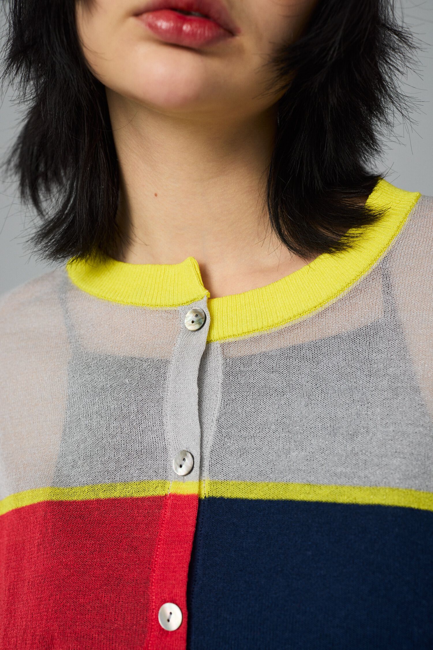 HeRIN.CYE「Asymmetry line cardigan」|カーディガン|