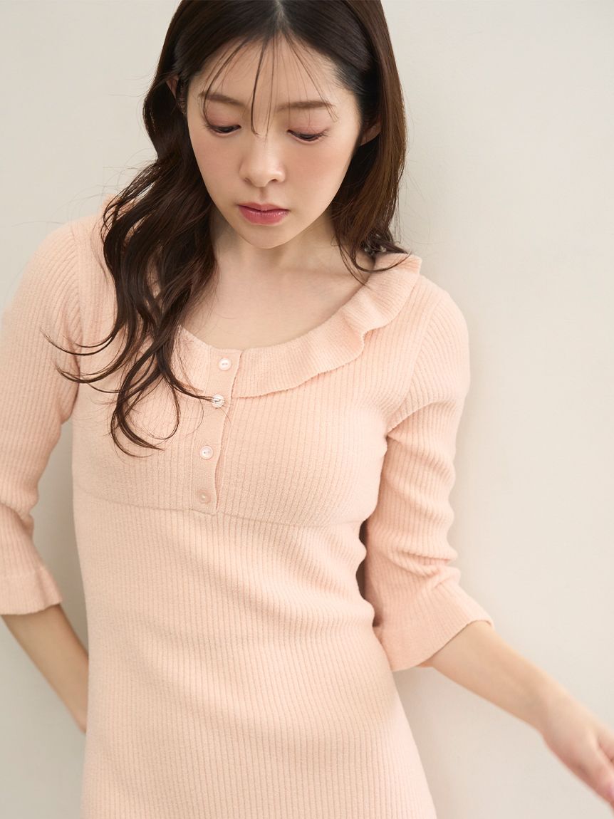 SNIDEL HOME「ニットフリルワンピース」|ルームウェア|