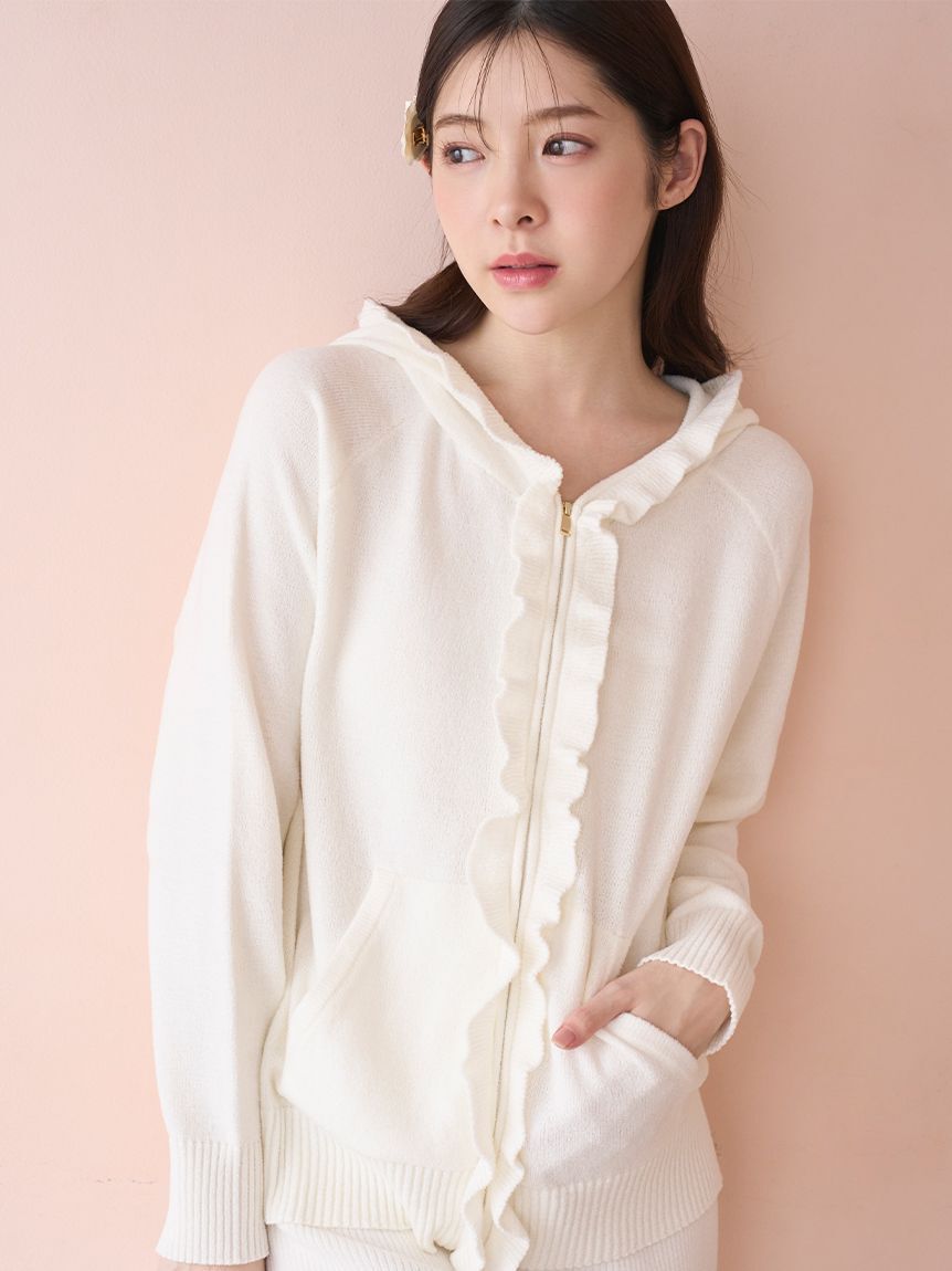 SNIDEL HOME「ニットフリルパーカー」|ルームウェア|