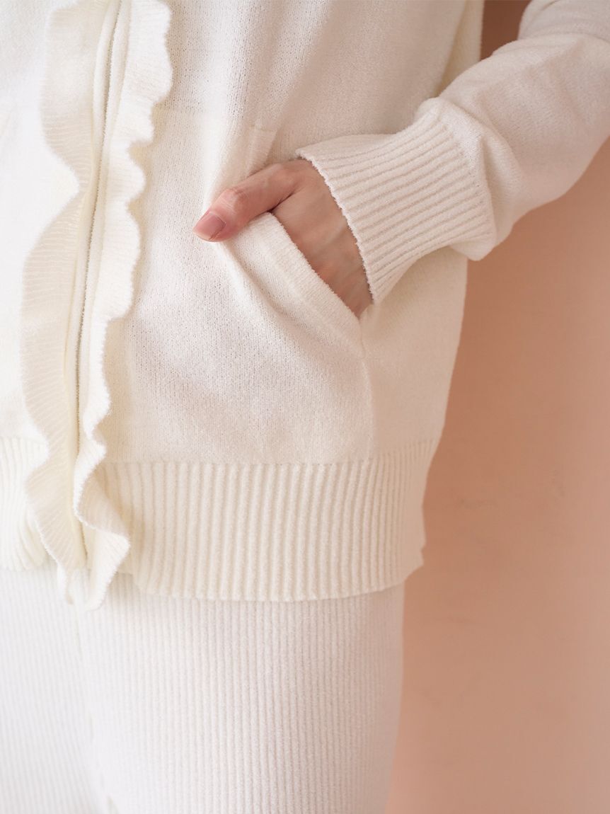 SNIDEL HOME「ニットフリルパーカー」|ルームウェア|