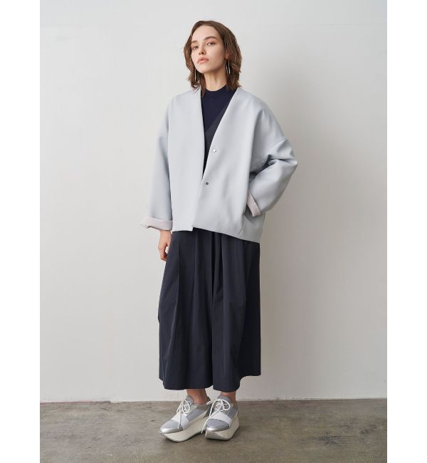 ELENDEEK「FORM SHORT CT」|ノーカラーコート|アイスブルー