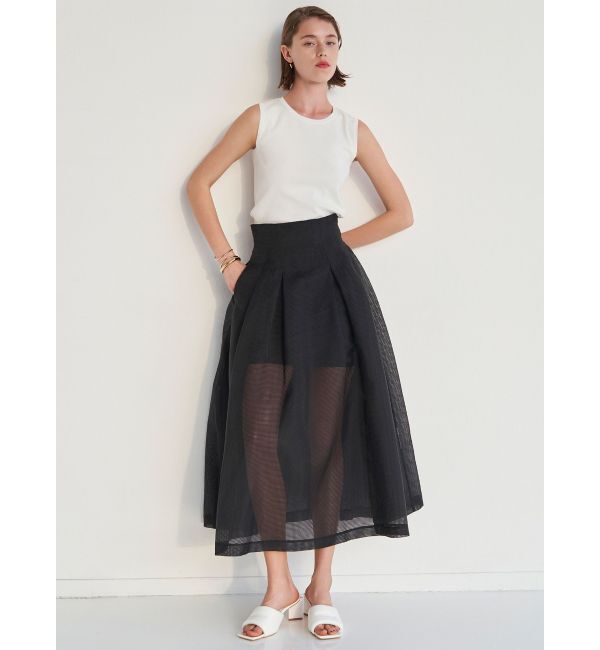 ELENDEEK「【FUJIKO&times;ELENDEEK】2WAY SHEER CHECK FLARED SK」|スカート|