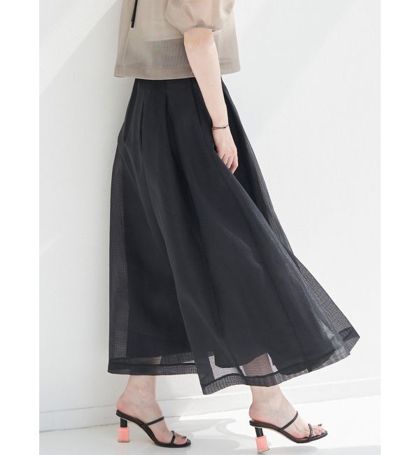 ELENDEEK「【FUJIKO&times;ELENDEEK】2WAY SHEER CHECK FLARED SK」|スカート|