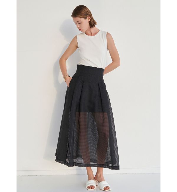 ELENDEEK「【FUJIKO&times;ELENDEEK】2WAY SHEER CHECK FLARED SK」|スカート|