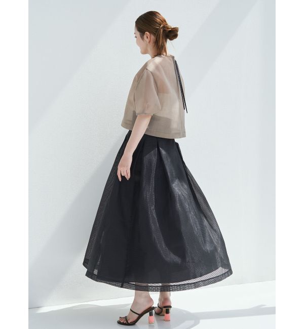 ELENDEEK「【FUJIKO&times;ELENDEEK】2WAY SHEER CHECK FLARED SK」|スカート|