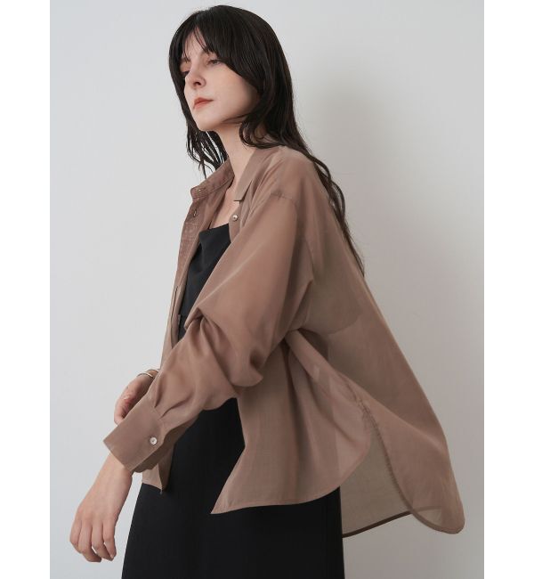 ELENDEEK「OVER SIZE SHEER SH」|シャツ・ブラウス|ベージュ