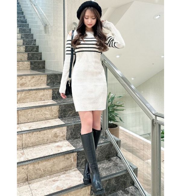 RESEXXY「ショルダーオープンタイトニットワンピース」|ワンピース|