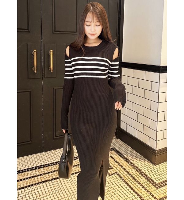 RESEXXY「ショルダーオープンタイトニットワンピース」|ワンピース|