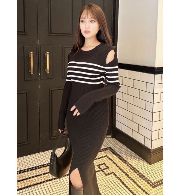 RESEXXY「ショルダーオープンタイトニットワンピース」|ワンピース|