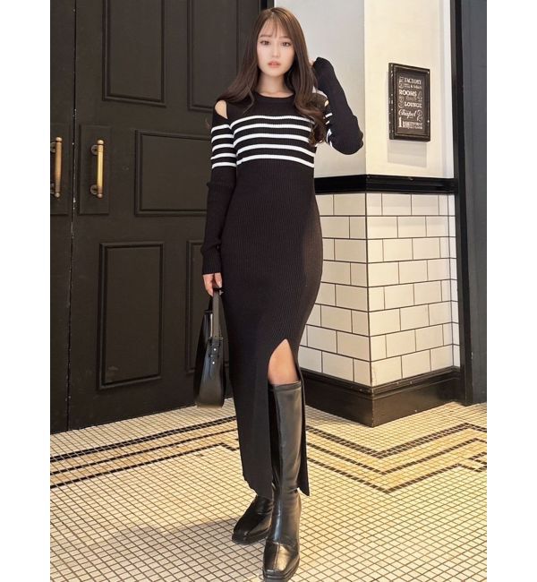 RESEXXY「ショルダーオープンタイトニットワンピース」|ワンピース|