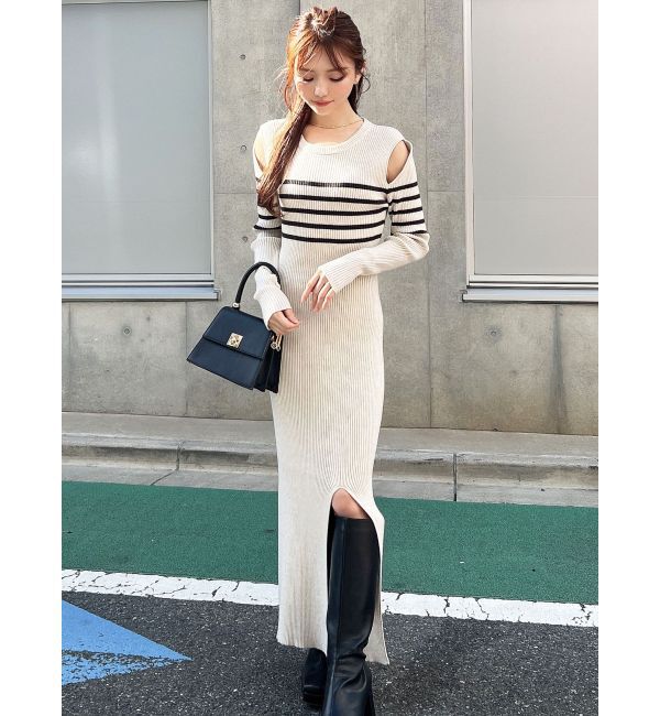 RESEXXY「ショルダーオープンタイトニットワンピース」|ワンピース|