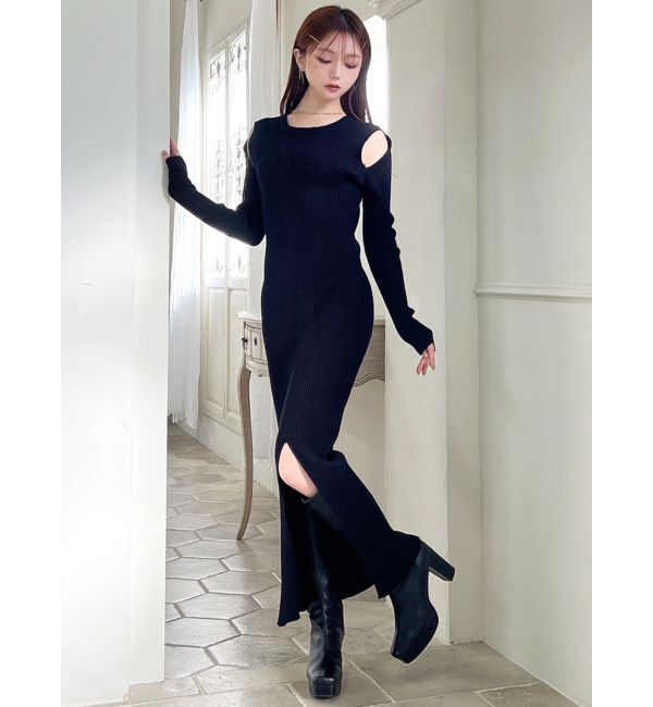 RESEXXY「ショルダーオープンタイトニットワンピース」|ワンピース|