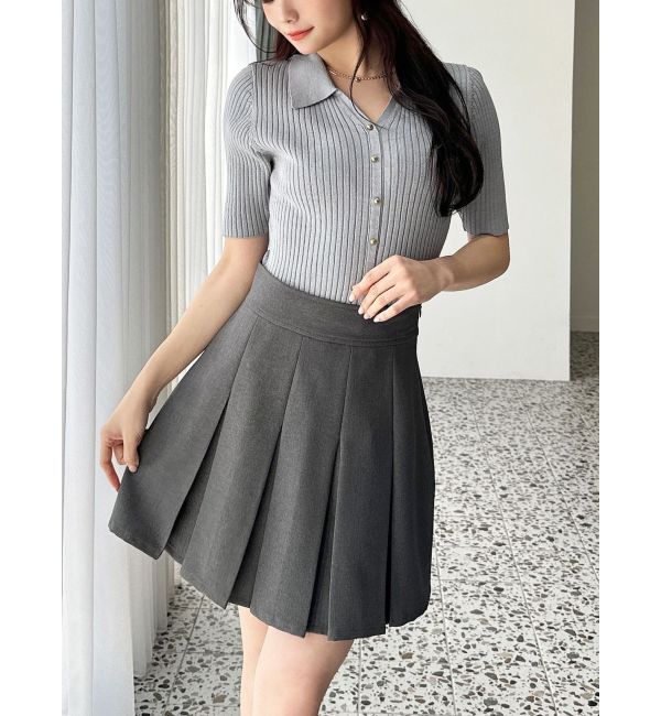 RESEXXY「プリーツデザインミニスカート」|スカート|チャコールグレー
