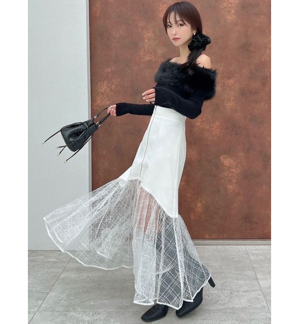 RESEXXY「スパンコールチュールZIPフレアスカート」|スカート|