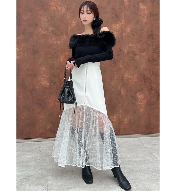 RESEXXY「スパンコールチュールZIPフレアスカート」|スカート|