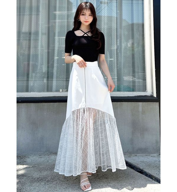 RESEXXY「スパンコールチュールZIPフレアスカート」|スカート|