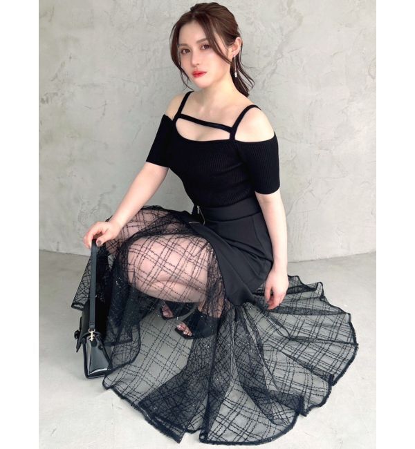 RESEXXY「スパンコールチュールZIPフレアスカート」|スカート|