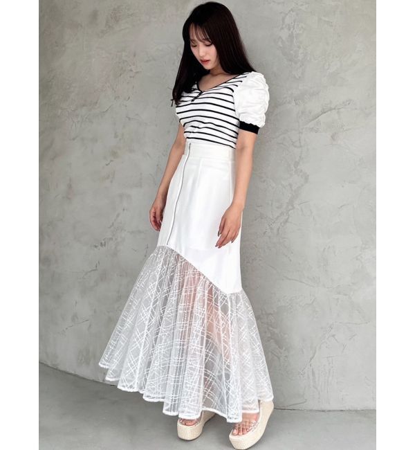 RESEXXY「スパンコールチュールZIPフレアスカート」|スカート|