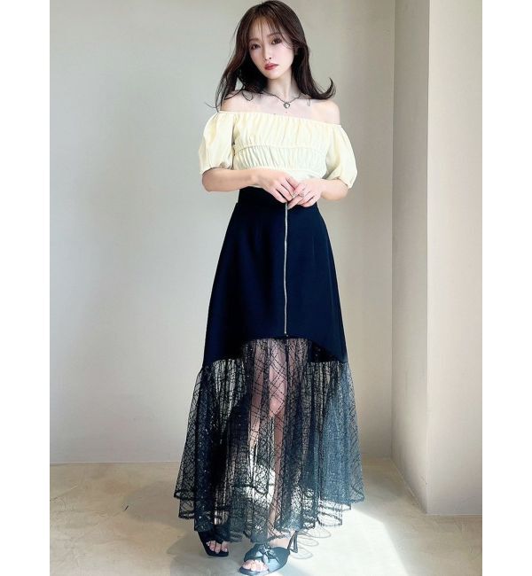 RESEXXY「スパンコールチュールZIPフレアスカート」|スカート|