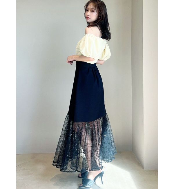 RESEXXY「スパンコールチュールZIPフレアスカート」|スカート|