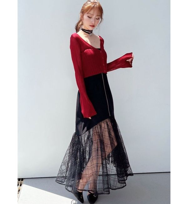 RESEXXY「スパンコールチュールZIPフレアスカート」|スカート|