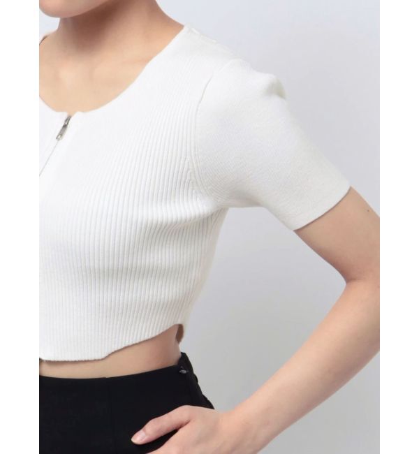 RESEXXY「ジップデザインクロップドニットトップス」|ニット・セーター|