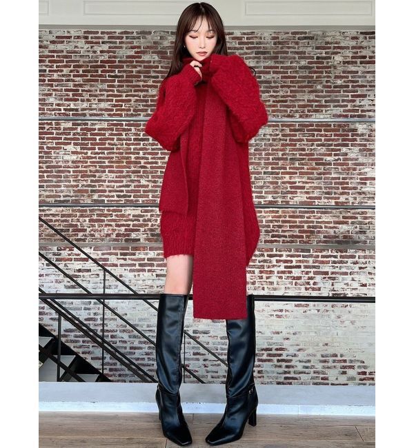 RESEXXY「ルーズマフラーニットチュニック」|ワンピース|