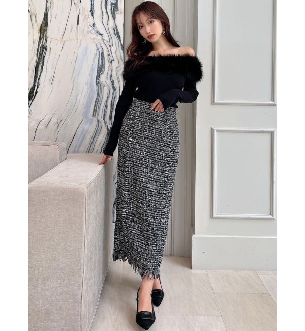 RESEXXY「【WEB限定】ツイードフリンジタイトスカート」|スカート|