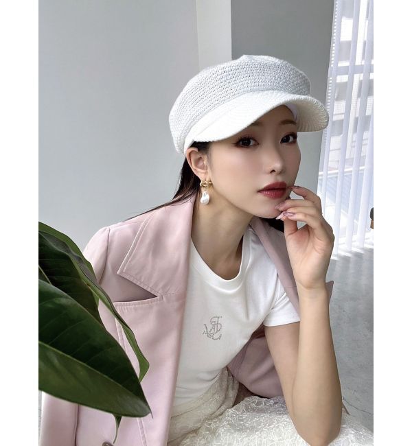 RESEXXY「透かし編みキャスケット」|キャップ・キャスケット|ホワイト