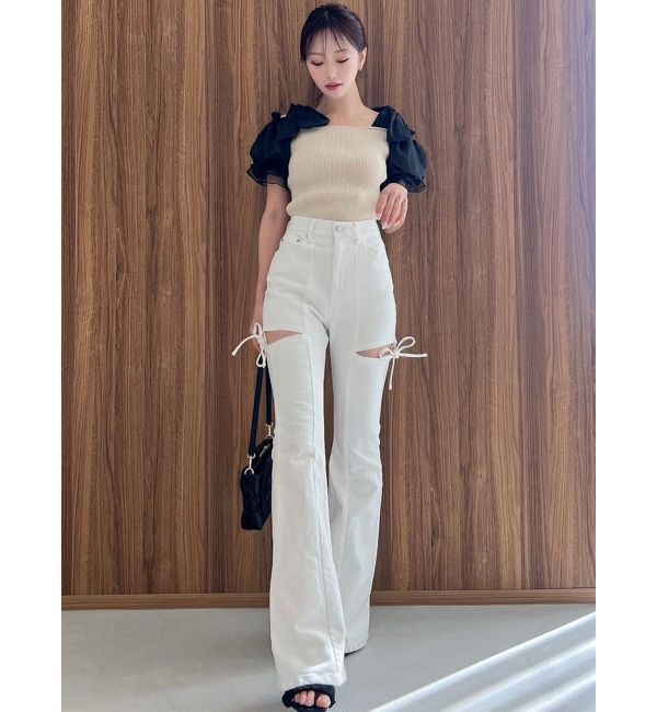 RESEXXY「カットアウトリボンデニムパンツ」|その他|