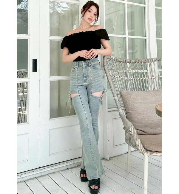 RESEXXY「カットアウトリボンデニムパンツ」|その他|