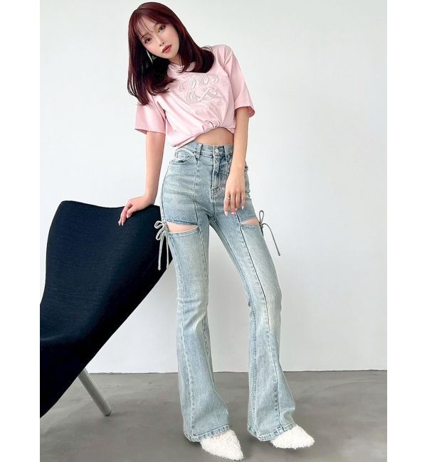 RESEXXY「カットアウトリボンデニムパンツ」|その他|