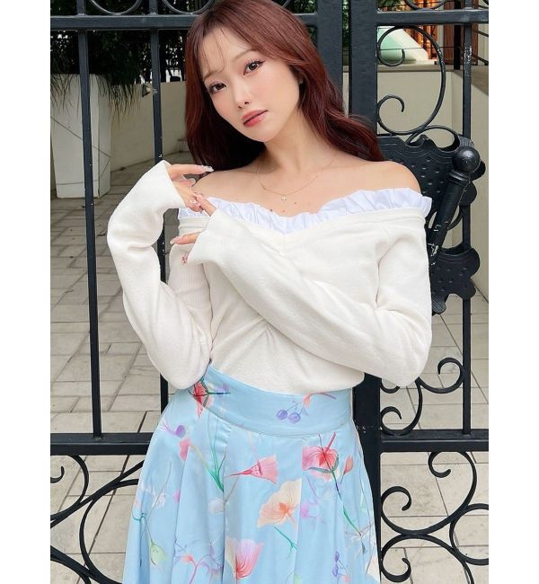 RESEXXY「ホイップフリルVネックニット」|ニット・セーター|