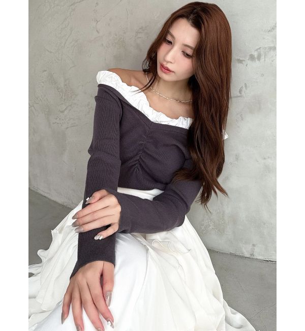 RESEXXY「ホイップフリルVネックニット」|ニット・セーター|