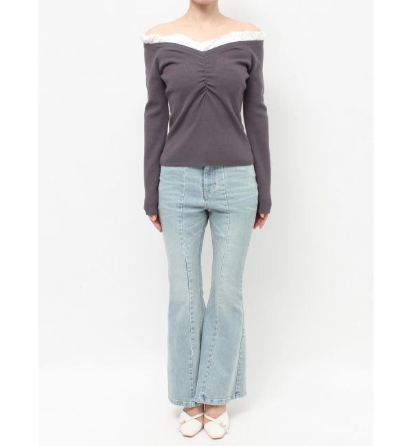 RESEXXY「ホイップフリルVネックニット」|ニット・セーター|