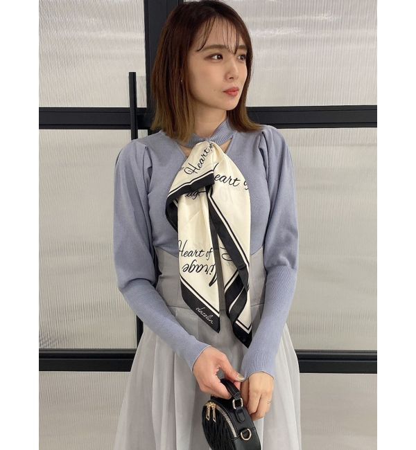 dazzlin「メッセージスカーフメニーウェイトップス」|ニット・セーター|ブルー